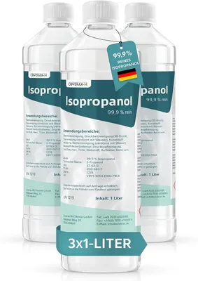 Produktbild von Coverax Isopropanol 99,9% IPA 3 x 1 Liter Flasche – Hochreiner Reinigungsalkohol & Entfetter, rückstandsfrei für Haushalt, Elektronik & 3D-Druck