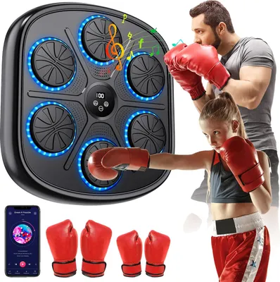 Zdjęcie produktu dla Urządzenie do treningu bokserskiego, funkcje muzyczne, łączność Bluetooth, 2 pary rękawic