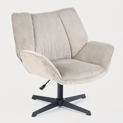 Zdjęcie produktu dla Ergonomiczne krzesło obrotowe z tapicerką z weluru w kolorze taupe