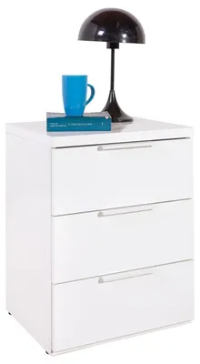 Produktbild von Nachttisch - B 49 cm - 3 Schubladen - Weiß Hochglanz