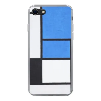 Produktbild von MuchoWow® Handyhülle Schutzhülle Hülle für iPhone SE 2020 Komposition mit Blau, Rot, Schwarz, Gelb und Grau - Piet Mondrian Silikon Softcase Handy Hülle - Kartenbesitzer