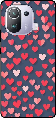 Produktbild von Smartphonica Telefon Fall fit für Xiaomi Mi 11 Pro mit rosa und roten Herzen Impressum - TPU Backcover Fall mit rosa und roten Herz-Design