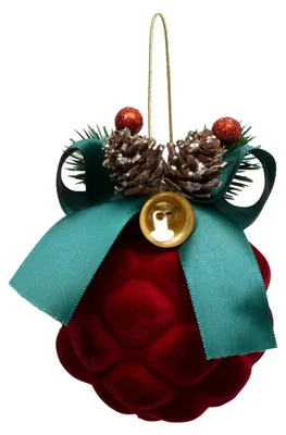Produktbild von Baumschmuck Tannenzapfen Deko Samt rot 8cm