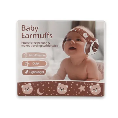 Produktbild von Baby Gehörschutz mit weichem Kopfband – Lärmschutz-Kopfhörer für Neugeborene & Kleinkinder (0-36 Monate), Braun/Bär-Design