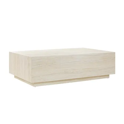 Zdjęcie produktu dla Stolik kawowy SalesFever 120x75 cm | prostokątny | MDF laminowany o wyglądzie trawertynu | szer. 120 x gł. 75 x wys. 35 cm | beżowy
