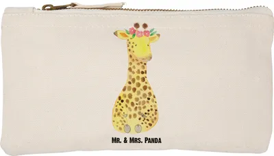 Produktbild von Mr. & Mrs. Panda kosmetiktäschchen Giraffe Blumenkranz Größe S Klein - Weiß - Geschenk, Afrika, Pouch, Selbstliebe, pencil case, Mäppchen, toiletry bag, Kosmetiktasche