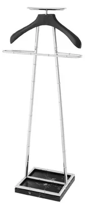 Produktbild von Casa Padrino Luxus Dressboy Silber / Schwarz 50,5 x 31 x H. 117 cm - Kleiderständer Garderobenständer Anzugständer Stummer Diener Herrendiener - Luxus Accessoires