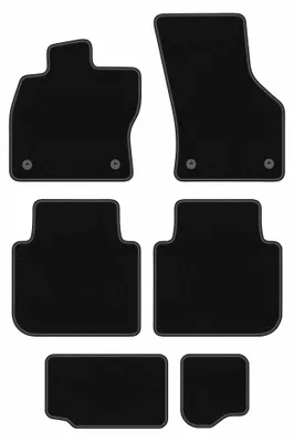 Image de Tapis de sol en moquette pour Seat Tarraco 2018- (7 places) – jeu 4 pièces, noirs, sur mesure – Wielganizator BASIC – version W0983