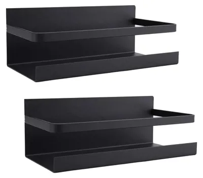 Immagine prodotto di 2 ripiani magnetici da frigo, ripiani sospesi magnetici, ripiani per spezie autoadesivi per l'organizzazione della cucina, 1 ripiano, nero,