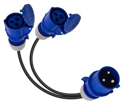 Zdjęcie produktu dla Adapter cee 32A na 2X16A rozdzielacz do przyczepy kempingowej
