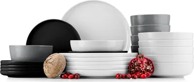 Obrázek produktu pro Konsimo Kombinovaný servis VICTO Mísa Dezertní talíř Jídelní talíř Polévkový talíř 6 osob 24 ks, Barevný, Keramika, Loft, 20 cm | 27 cm | 18,5 cm | 14,5 cm