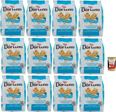 Produktbild von Doria Doriano Crackers a basso contenuto di ohne Salzkörner Salzgebäck gesalzen kekse, 12x 700 g + Italian Gourmet polpa 400g