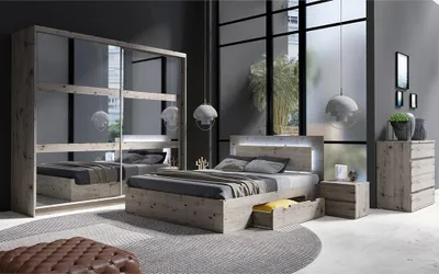 Produktbild von Schlafzimmer Set 5-teilig mit Bettgestell 180x200cm in Eiche TORTONA-166