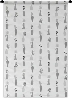 Produktbild von MuchoWow® Wandteppich Wandbehang Hintergrund - Schwarz - Weiß 120x180 cm Tapisserie Dekoration Wandtuch - Schlafzimmer - Dekorationen für das Haus