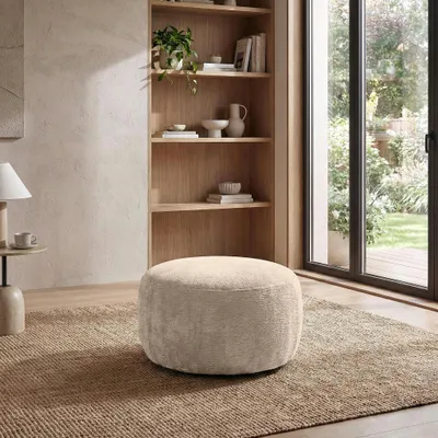 Produktbild von Hocker NANO Creme - Sitzhocker mit runder Form, Fußhocker 80 cm