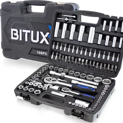 Produktbild von Bituxx Steckschlüsselsatz mit Ratschen 108tlg Schwarz MS-13372