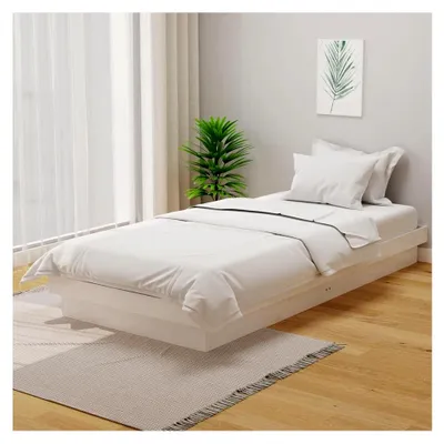 Produktbild von Bettgestell aus Massivholz, weiß, 90 x 200 cm, für Doppelbett, einfache Montage, geeignet für kleine Räume