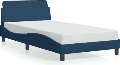 Produktbild von vidaXL Bettgestell mit Kopfteil "Dover" Blau 100x200 cm Stoff