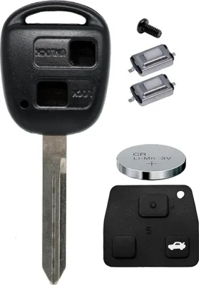 Produktbild von Auto Schlüssel Funk Fernbedienung 1x Gehäuse 2 Tasten TOY47 + 1x Tastenfeld + 2X Mikrotaster + 1x CR2016 Batterie kompatibel mit Toyota