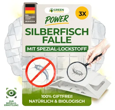 Produktbild von Silberfische Klebefalle mit Spezial-Lockstoff – 3x Fallen – Silberfische bekämpfen, chemiefreie Silberfische Falle, Mittel gegen Silberfische
