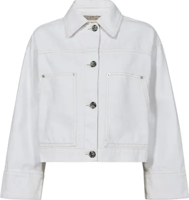 Produktbild von Mos Mosh Damen Jeansjacke kurz weiß mit klassischem Kragen und Knopfverschluss