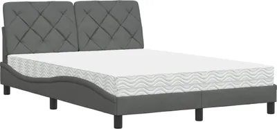Imagen del producto de Cama con colchón tela gris oscuro 140x190 cm