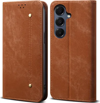 Image de Etui pour Samsung Galaxy A56 / A36, étui portefeuille en cuir avec fermeture magnétique et support Marron