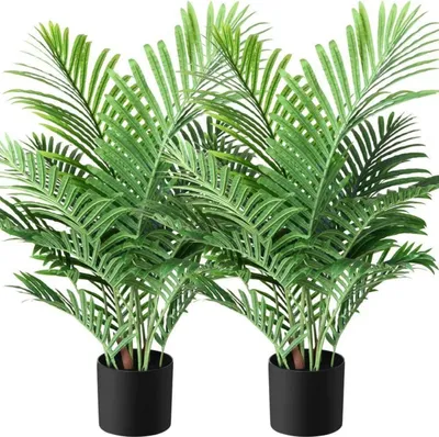 Produktbild von Kunstpalme Areca 90cm Topf Künstliche Pflanze Grün 2er Pack