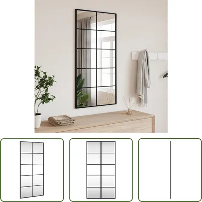 Image de The Living Store miroir mural noir 50x100 cm rectangulaire fer