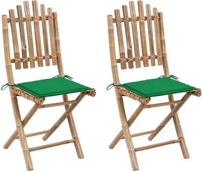 Produktbild von Klappbare Gartenstühle 2 Stk. mit Kissen Bambus , Gartenstühle Design 2024
