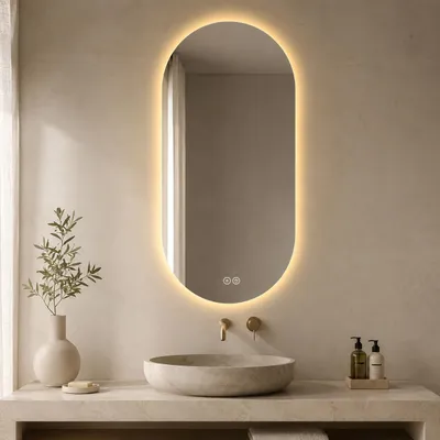 Produktbild von Smart Wand-LED-Spiegel 60x120cm, Touchscreen, Anti-Fog, Badezimmer/Friseursalon (Silber)