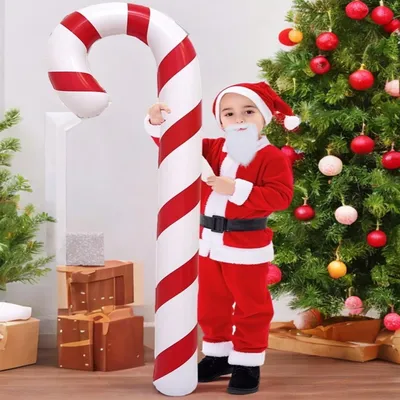Aufblasbare Zuckerstange 180 cm rot-weiß Weihnachtsdeko