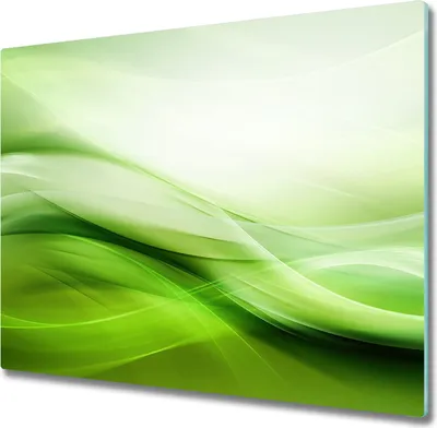 Produktbild von Glas Herdabdeckplatte 60x52 cm Spritzschutz Glasabdeckplatte Schneidebrett Grüne Wellen