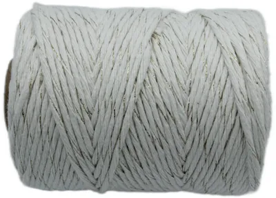 Produktbild von Colorhome Baumwollgarn Makramee 2mm 100m Ecru Goldfaden