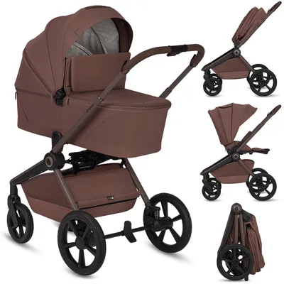 Obrázok produktu pre Lionelo Freya 3 v 1 – súprava detského kočíka s autosedačkou i-Size, vaničkou a športovým kočíkom do 22 kg, skladací, odpružený, sedadlo XXL, UPF 50+, hnedý