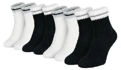 Produktbild von Black Snake Kuschelsocken Damen 4 Paar Einheitsgröße, Haussocken - Schwarz/Beige