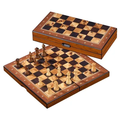 Produktbild von Schachkassette aus Holz mit Randbeschriftung, 26mm Spielfeld