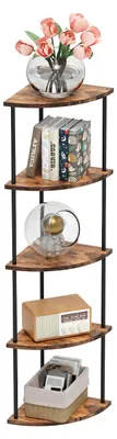 Immagine prodotto di Scaffale a ripiani in legno - 5 ripiani - Stile industriale - Scaffale autoportante - Ideale per piante e per riporre oggetti - Colore marrone