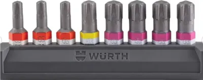Produktbild von Würth 1/4 Zoll Bit Satz 8 Teile RW20 RW30 RW40 Bitriegel Set für ASSY Schrauben 0614400011