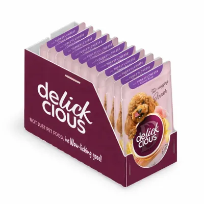 Produktbild von Delickcious Hunde-Nassfutter Truthahn & Käse, 12x85 g