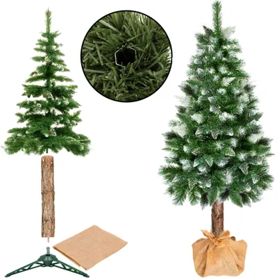 Produktbild von Weihnachtsbaum 180 cm Diamantkiefer mit Naturstamm Kunstschnee Stände