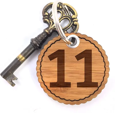 Produktbild von Mr. & Mrs. Panda Schlüsselanhänger 11 - Geschenk, Hotel, Zeichen, anhänger für schlüssel, Taschenanhänger, Buchstaben, Holz, Hotelzimmer, Zahlen, Alphabet