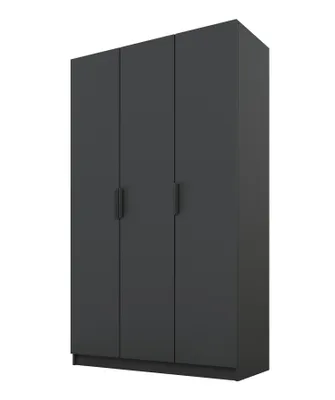 Produktbild von PAWS MOBEL Kippbarer Graphit Kleiderschrank 150x52x200 cm, dreitüriger offener Kleiderschrank ohne Spiegel, mit Einlegeböden und Kleiderbügel