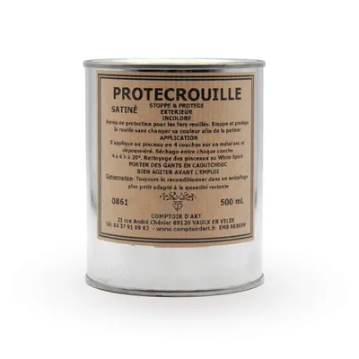 Image de Comptoir D'Art - Vernis de Protection (0861) Pour Métaux Ferreux - Antirouille - Protection Corrosion - Vernis Métal (Satin, 500mL)