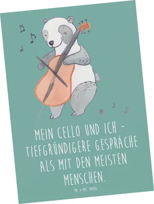Produktbild von Mr. & Mrs. Panda Postkarte Violoncello Gespräche - Meeresbrise - Geschenk, Ansichtskarten, Musiker, Freund, Ansichtskarte, Grußkarte, Postkarten, Musik, bildkarte, Lernen