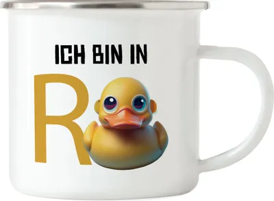 Produktbild von Ich bin in Rente Emaille Tasse Rentner Rentnerin Geschenk Ruhestand R Ente Quietscheente Wortwitz