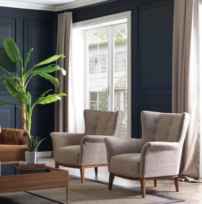Produktbild von Chesterfield Sessel Couch Polster Luxus Holz mit Textil Stil Modern Lounge