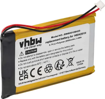 Produktbild von vhbw Akku Ersatz für Bushnell H604261H für GPS Navigation Navi (2000 mAh, 3,7 V, Li-Polymer)