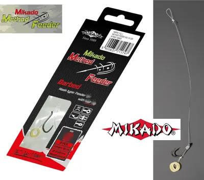 Produktbild von 8 x "MIKADO METHOD FEEDER 702" Haken Rig `s mit Pellet-/Bait Band Feederhaken 8 / Ø0,25mm / 10cm