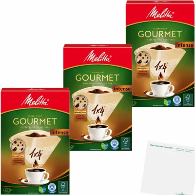Produktbild von Melitta Filtertüten Gourmet Intense 1x4 3er Pack (3x80 Stk) + usy Block
